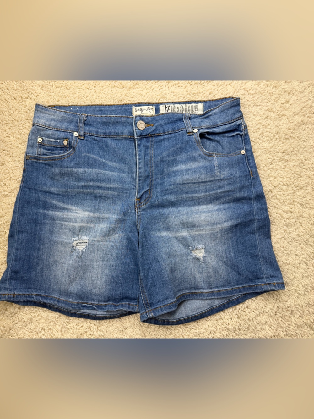Juniors 17 Blue Distressed Denim Shorts